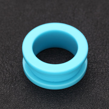 Detail View 1 of A Pair of Neon Colored UV Acrylic Screw-Fit Ear Gauge Tunnel Plug-Light Blue